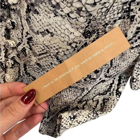 New Reformation Eliana Button Down Top In Snakeskin - Picture 9 of 10